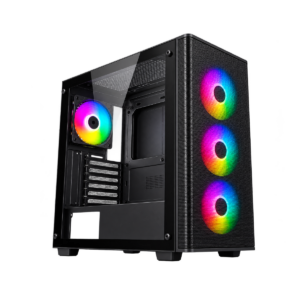 FSP M220-BA Mid-Tower ATX Gaming PC Case Black | x4 Pre-installed ARGB Fans